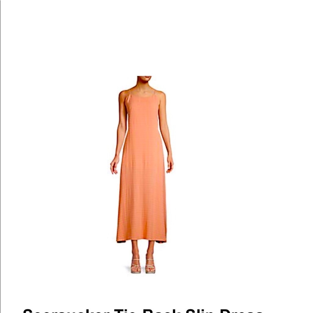 Off Saks 5th Coral seersucker tie back dress